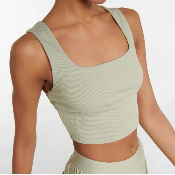 ALO Yoga Ribbed crop tank with built in Bra in light sage green. Size small - Picture 5 of 16